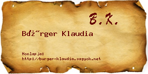 Bürger Klaudia névjegykártya