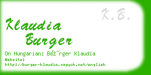 klaudia burger business card